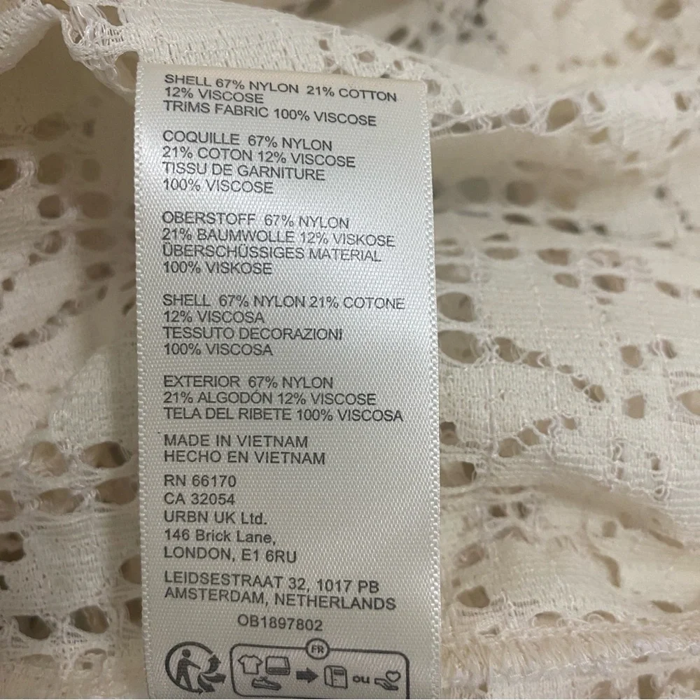 Free People Beige Lace Button-Down‎ Shirt